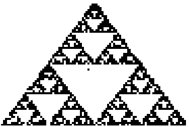 Figure 1: TI-82 rendering of the Sierpinski triangle, Courtesy of Texas Instruments
